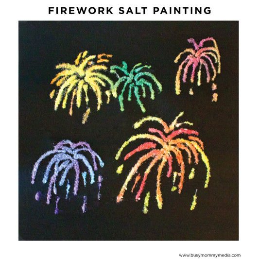 Creating a colorful firework salt painting