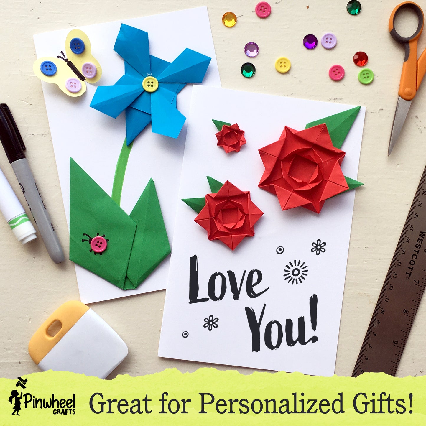 Flower Origami Kit With Folding Tools