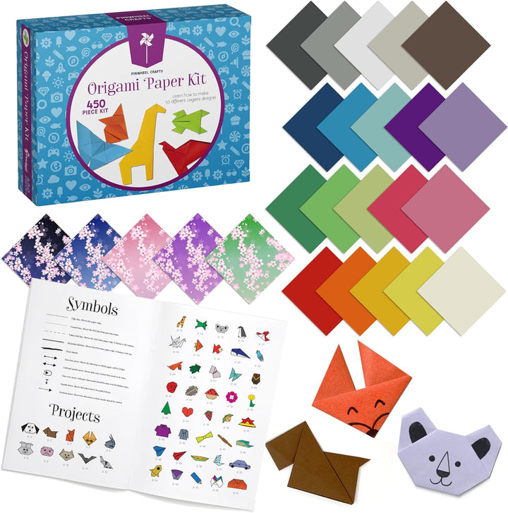 Origami Paper Kit for Kids (450 Sheets) + 50 Step-by-Step Projects