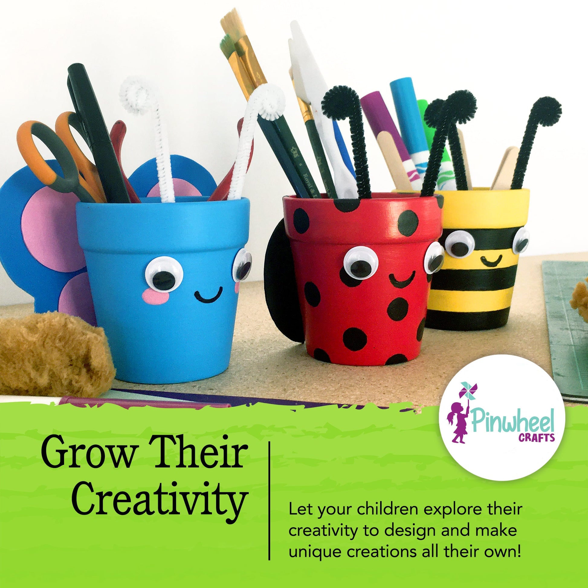 plant pot decorating kit Pinwheel Crafts Flower Pot Kit for Kids