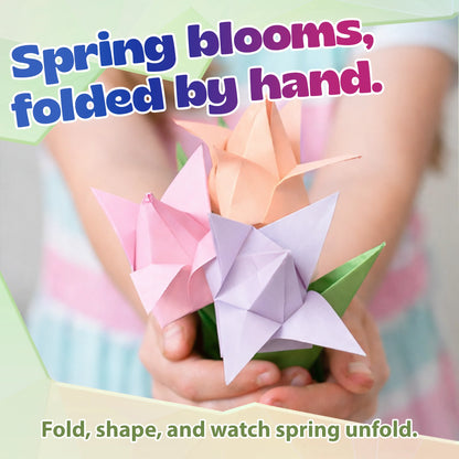 Pastel paper flowers made with the Spring Colors origami kit