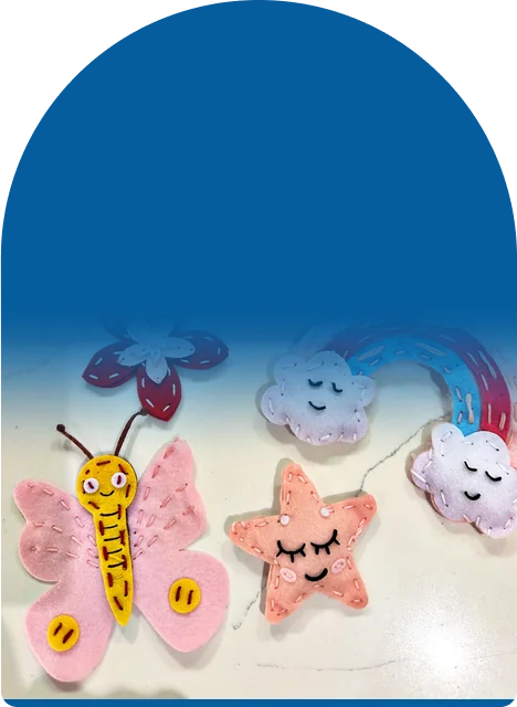 Felt, floss, plastic needles, and stuffing for all 8 projects, in one box