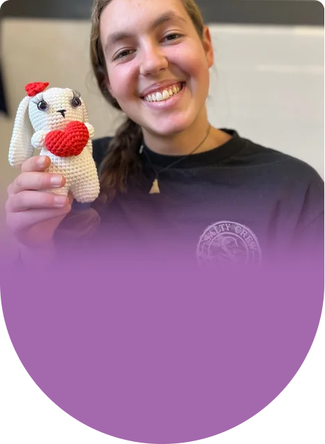Worth the wait: every piece, from the long ears to the heart, sewn into one bunny