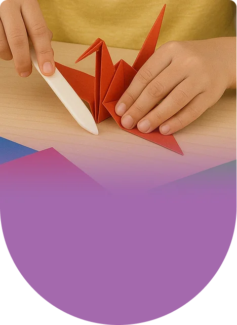 Sharp creases help the next fold line up on longer models like the crane