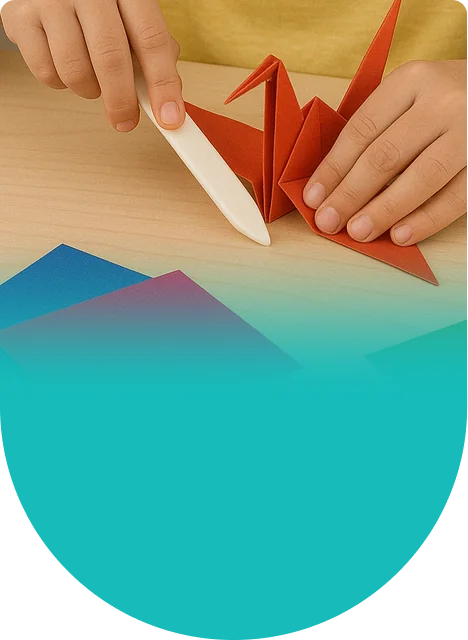 Fold together, then pass the tools across the table