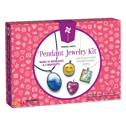 Pendant Jewelry Kit box for ages 8+, makes 10 necklaces and 4 bracelets
