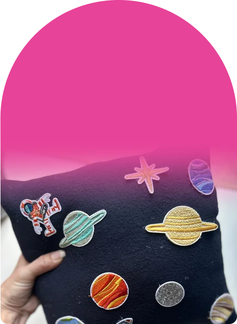 14 space patches, so every pillow becomes its own galaxy