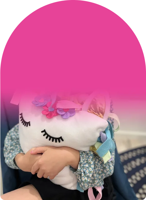 A plain pillowcase becomes a cuddly unicorn with a gold horn and a rainbow mane