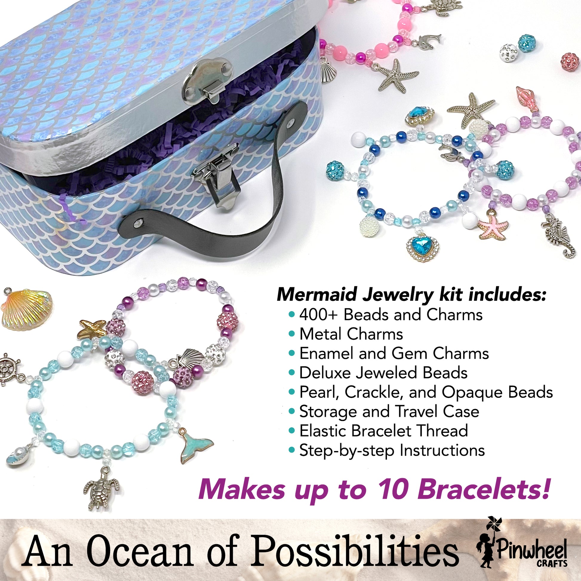 Pinwheel Crafts Mermaid Jewelry Box Kit for Kids